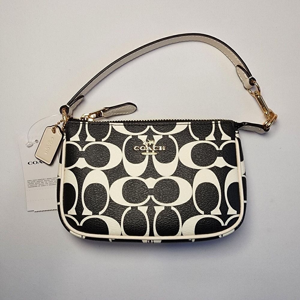 NWT Coach CP251 Nolita 15 - Signature Coated Canvas & Leather Black Multi/Gold
